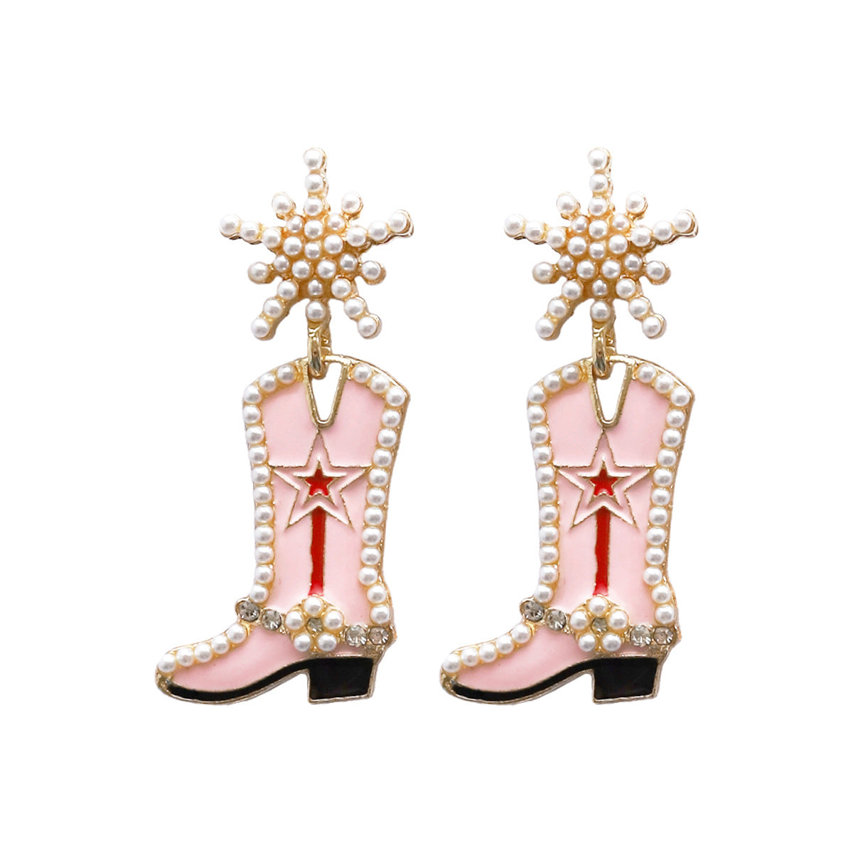 Wholesale Western Cowboy Hat Alloy Christmas Boots Earrings